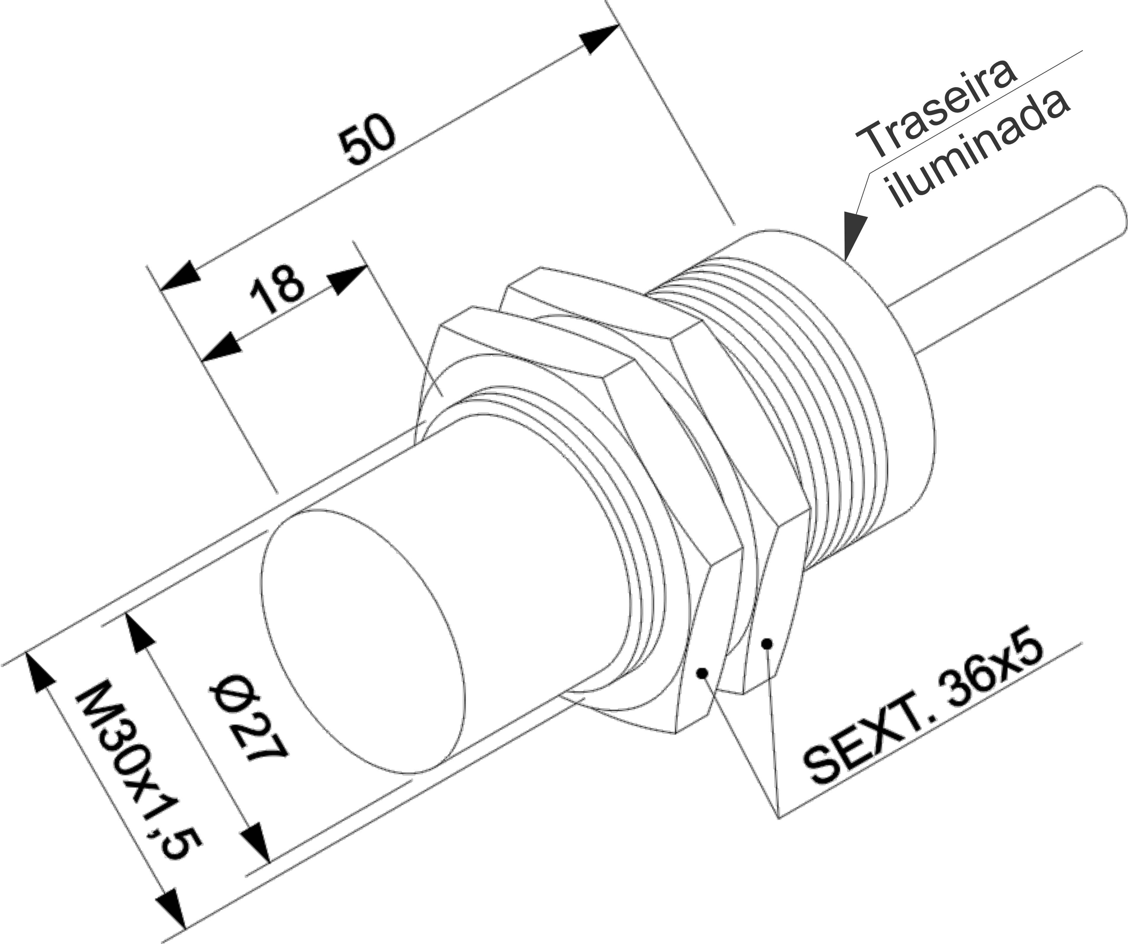 SENSE - SENSOR INDUTIVO PSE40-30GI50-E2-EX - Imagem 2